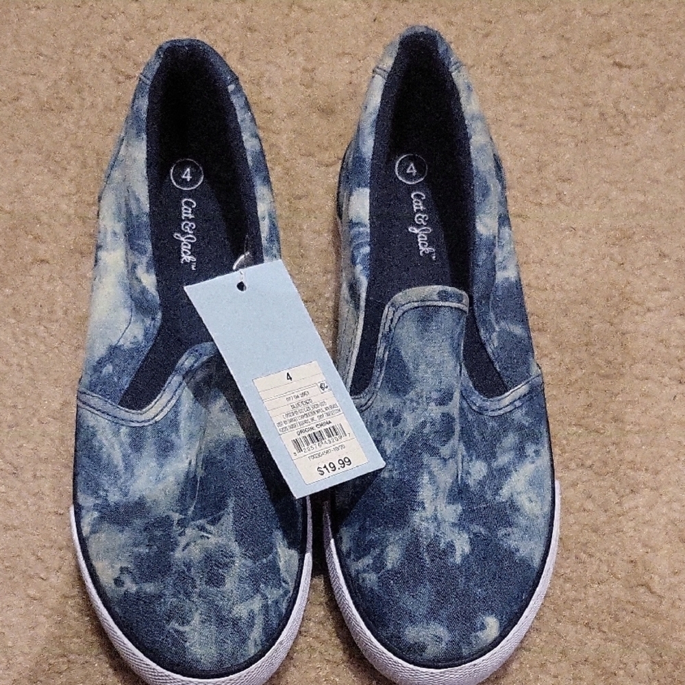Blue Tie-Dye Slip-On Sneakers